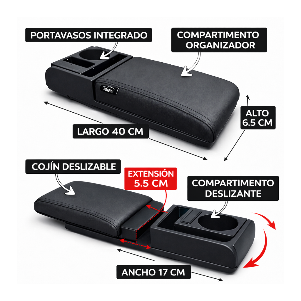 POYABRAZOS CONFOR X UNIVERSARL CON USB Y PORTAVASOS