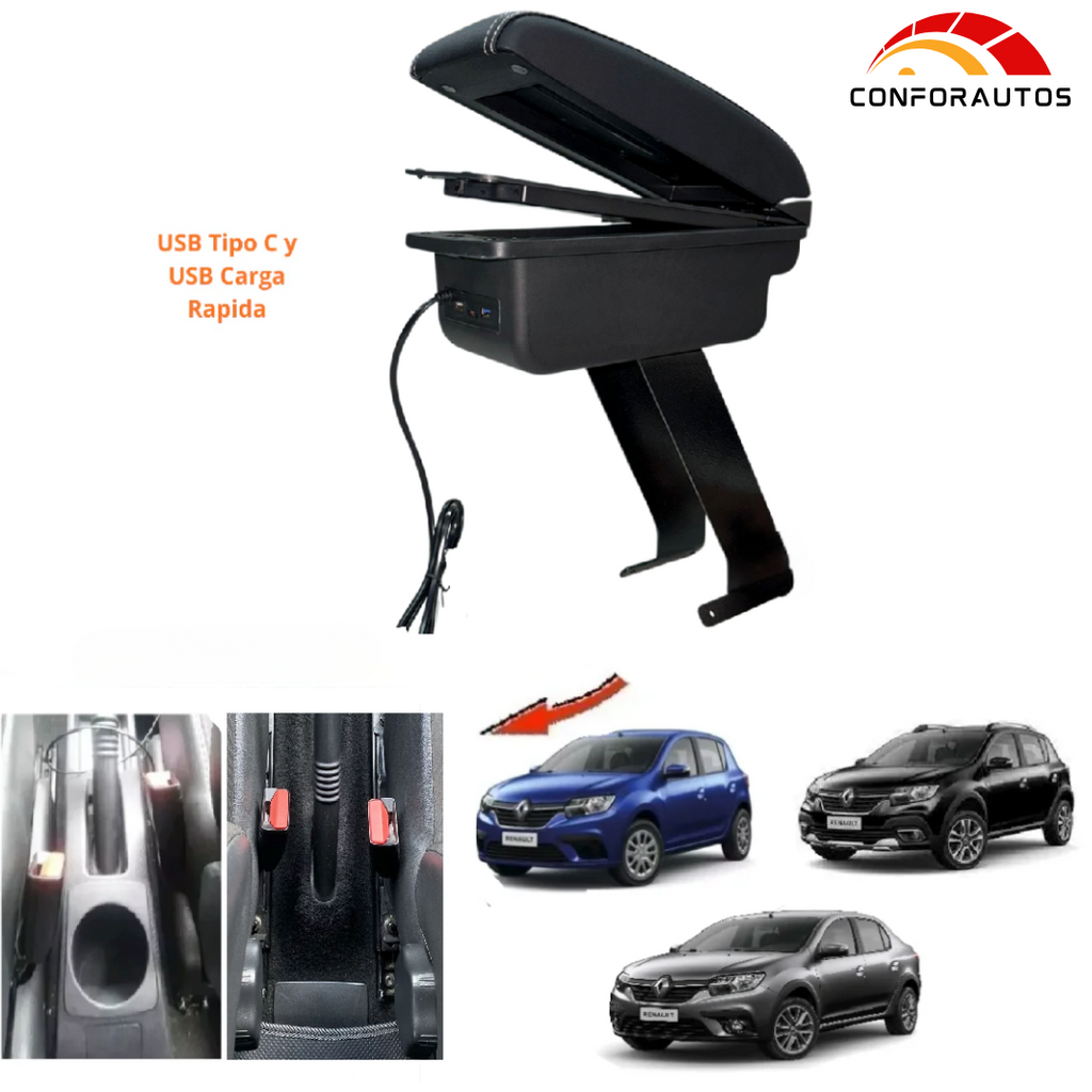 Consola Apoyabrazo - Renault Sandero / Stepway / Logan -  (2007 - 2026) - Slid (Base Metalica)